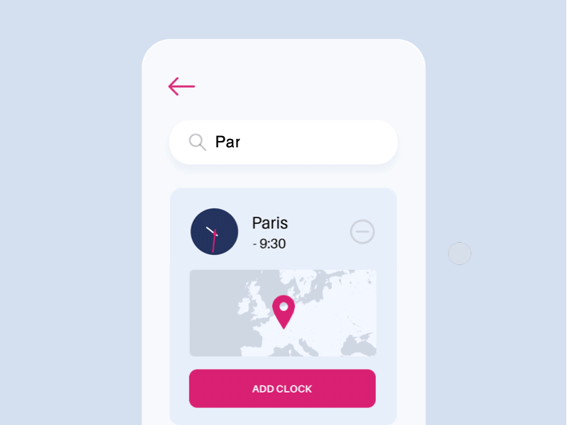World Clock - Add a Region Clock add a list add a location card cities clock flow interaction location map minimal paris principal principle for mac principleapp results search smooth subtle watch white