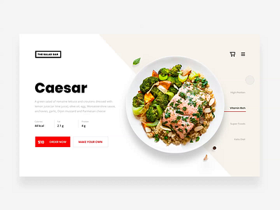 The Salad Bar Website caesar food food website fresh interaction minimal salad website minimalism minimalist nature principal red salad simple clean interface white