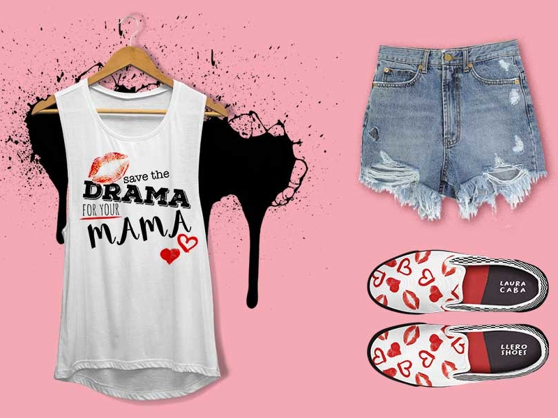 Positional print summer spring shorts laura caballero shoes drama tee design teenagers tee-shirt tee positional print and pattern print apparel teenager apparel illustration seamless pattern design artwork