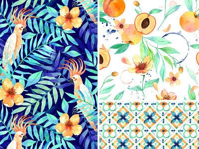 Peach6 apparel artwork design hand drawn illustration mosaic pattern peach print print and pattern seamless surface tropical watercolour