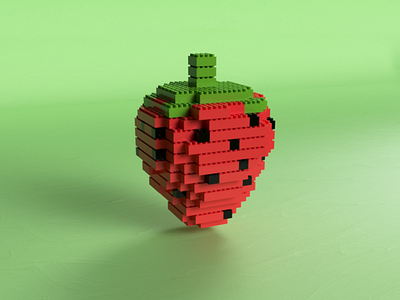 Strawberry Lego 3d animation art c4d colorful fruit houdini lego render strawberry