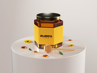 Honey Bottle 3d 3d art 3d modeling art c4d cinema4d colorful design flowers octanerender render