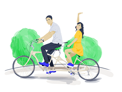 Bicycle trip design illustration web