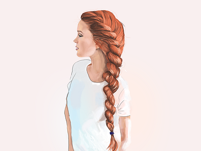 red braid girl illustration photoshop