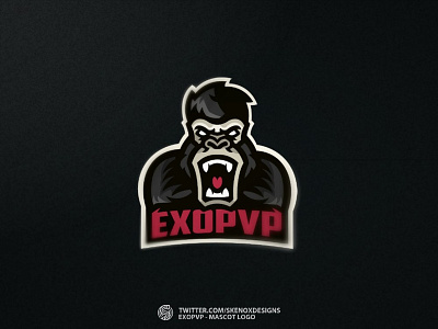 📝 ExoPvP - Mascot Logo ✏️ animal art branding design esports esportslogo gaming gorilla illustration logo logo design mascot logo vector