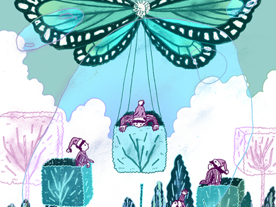 Butterfly butterfly digital dream green illustration pencil purple