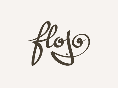FloJo Logo brand character cute face hand drawn ligature logo personality typeface