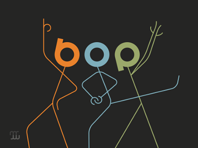 BOP Dancers brand colour illustration line drawing typography