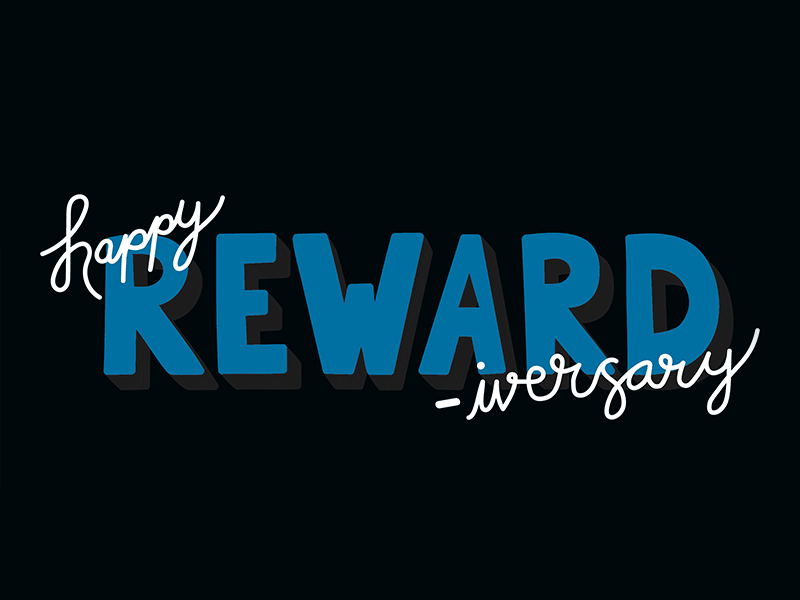 Reward-iversary email gif design gif hand lettering illustration vector