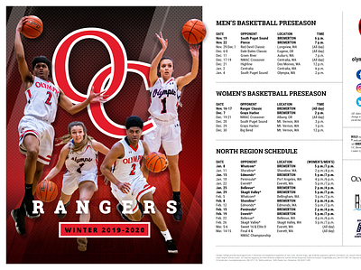 OC Winter 19-20 Sports Schedule athletics college college athletics college basketball community college composite in house design poster print sports