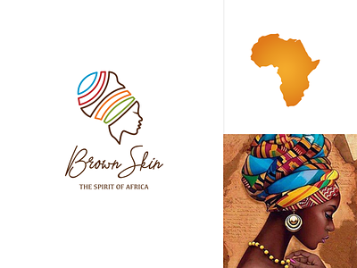 Brown Skin africa brand africa logo beauty logo colors logo identity illustration logo minimal silhouette africa skincare logo