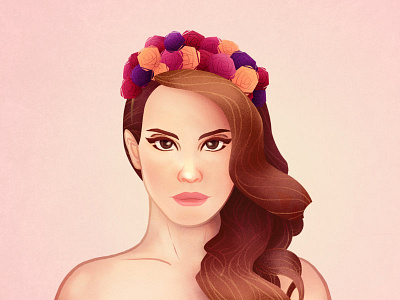 Lana Del Ray crown flower illustration lana del ray musician portrait singer