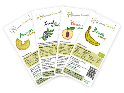 Labels for dry fruits banana blueberry dried dry fruit label package packaging peach pineapple