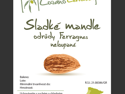 Label for packet of almonds