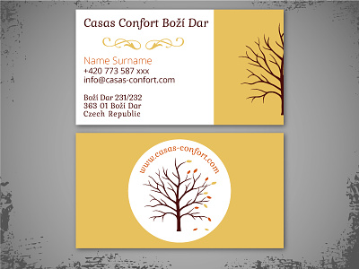 Bussines card for Casas Confort accomodation autumn bussines card contact tree