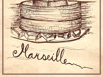 Marseille brick calligraphy drawing lines marker marseille oldpaper port showusyourtype sketch typography vector wall waves