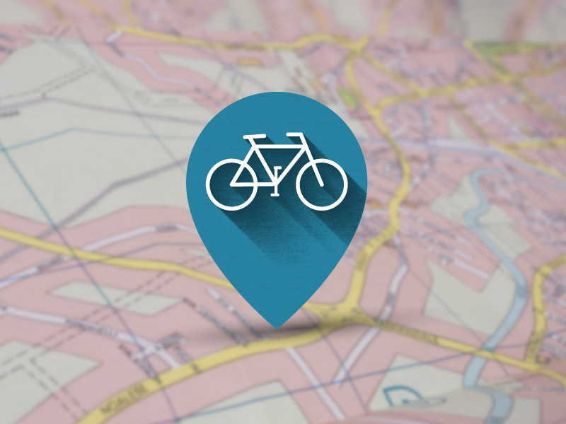 Pointer symbol shadow pointer icon flat map bikesharing bike bicycle