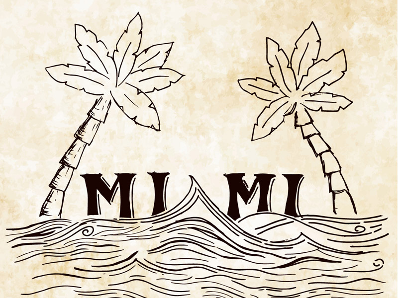 Miami II water sea palm palmtree miami vector illustration design sketch typo showusyourtype font typography
