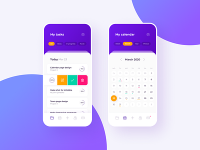 Task manager mobile app app application calendar clean clean ui design interface minimal mobile purple task manager typography ui