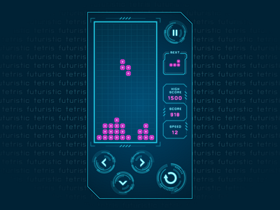 Mobile tetris futuristic interface design fui futuristic game tetris typography ui