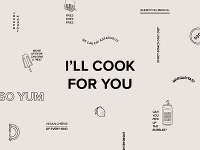 I'll Cook For You icons illustration layout type typography