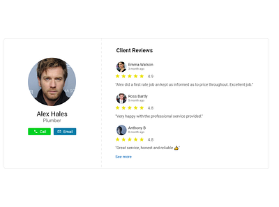 Profile Review comment component design google modal profile review uiux web