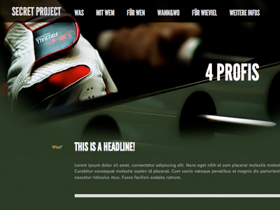 Secret Project dark foosball green sports website