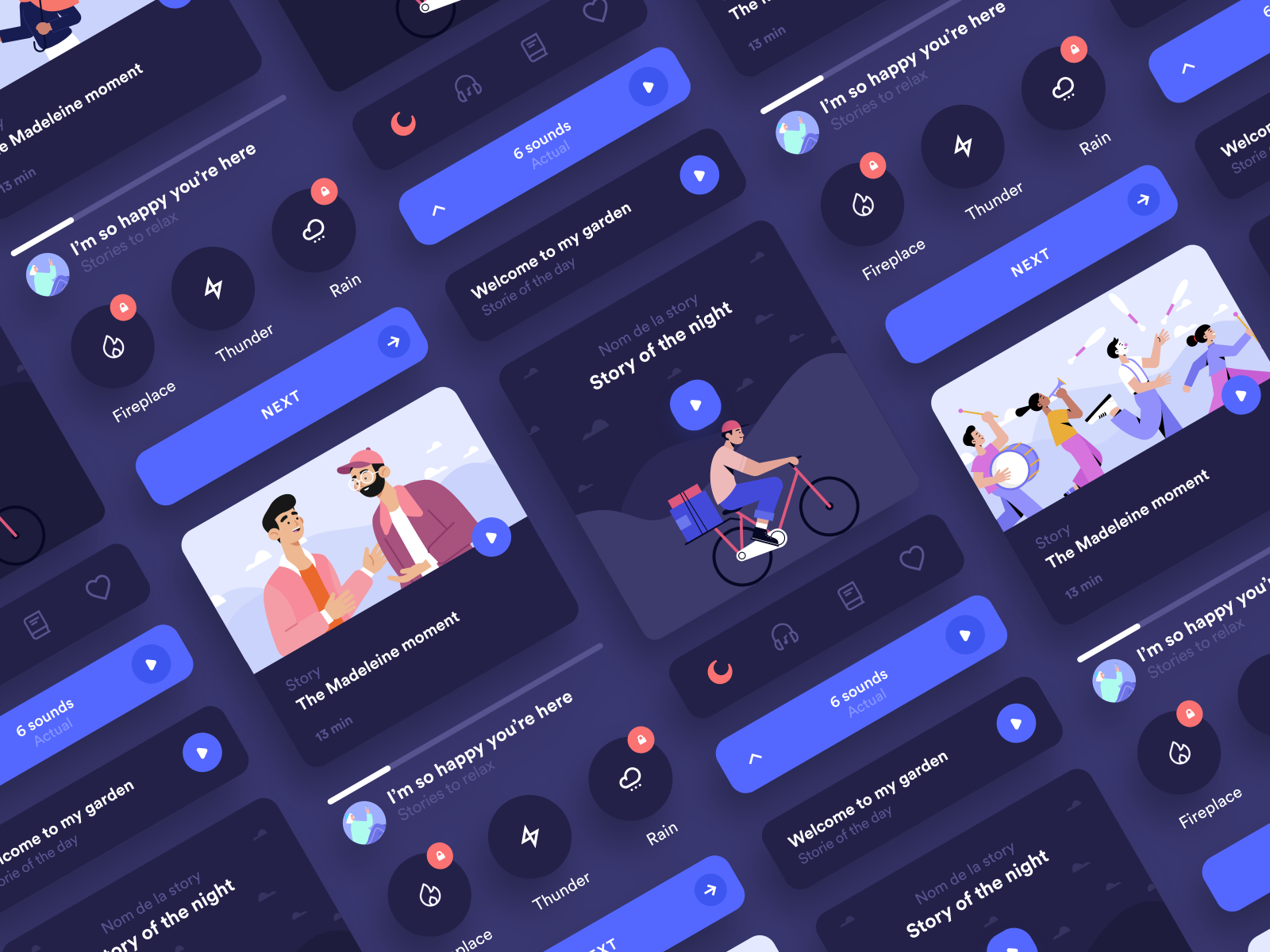 Ui components. Sleep app приложение полумесяц. Radio app UI.