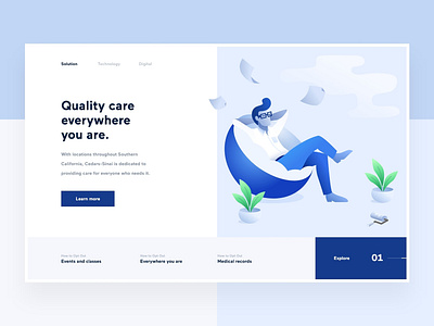 Medical Clinic cooper cooper doctor sleep chill hero main banner logo ui ux flat medical medicine clinic plant sofa paper flying soft clean minimal modern app