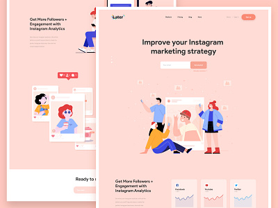 Later Redesign Concept app web design clean minimal template conceptual design cooper cooper grid news about blog illustration instagram landing page one page onepage later logo online platform ui ux