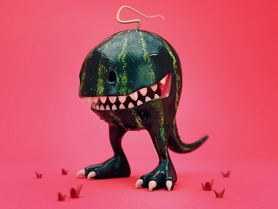 Melon-Rex 3d c4d cinema4d color dinosaur fruit funny melon pink t rex trex