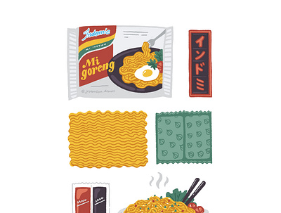 Indomie - Legendary Indonesian Instant Noodles fast food fastfood illustration indomie instant instant noodles noodles packaging snack traditional