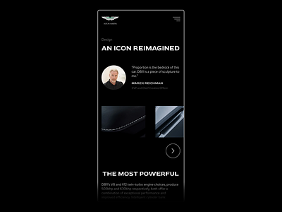 Aston Martin - Dark Mode adobe xd app black cars dark darkmode design ui userinterface ux web white