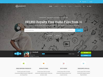 Audiozy Homepage digital ecommerce flat marketplace ui ux website