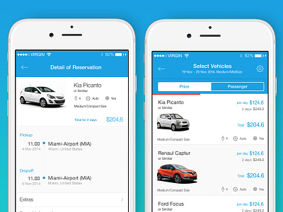 Rent car app app car clean flat ios layout minimal ui ux widget