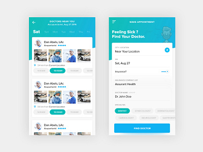 Screen Concept for Medicals app appointment cards clean delivery ios minimal mobile schedule task