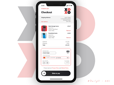 DailyUI - Card Checkout Design checkout dailyui002 design ui uxdesign