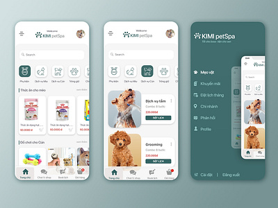 Pet app - Ứng dụng đặt lịch , mua hàng Pet spa app ui