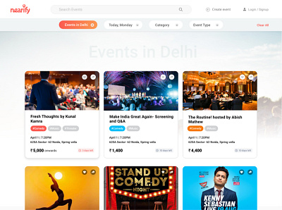 Nearify Website UI/UX adobe xd branding design event app event branding event website illustration ui user experience user interface user interface design userinterface ux webdesign website