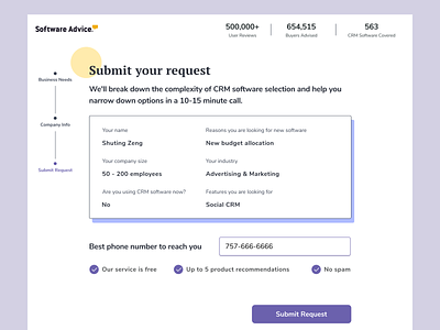 submit your request - form experience