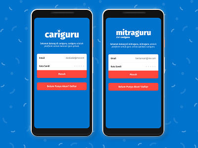 Cariguru x Mitraguru Login Screen login screen mobile ui teacher uiux ux