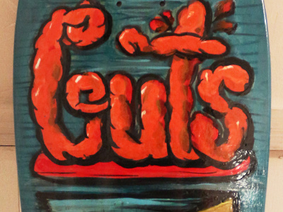 Guts Before Glory Skateboard Deck Art - Finished deck enamel hand lettering painting skateboard typography