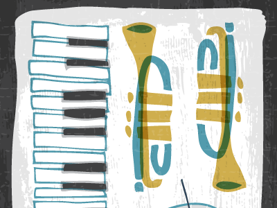 Jazz HandsDrawn Illustration illustration jazz piano texture trumpet