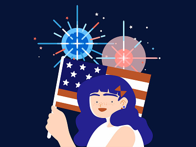 Happy July 4th 4th of july american flag fireworks illustration