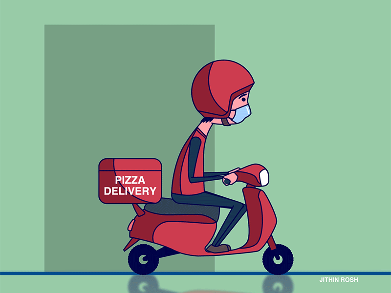 Some heroes wears helmet animation delivery service design gif gif animated gif animation illustration lockdown pizza delivery