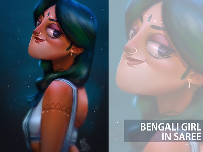 Bengali Girl in Saree artsbyrats bangladeshi bengali character girl illustration indian saree traditional