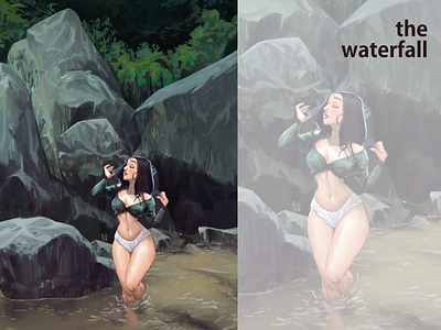 The Waterfall artsbyrats character girl illustration travel