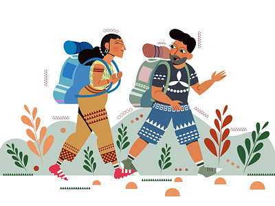 Backpacker couple design illustration web