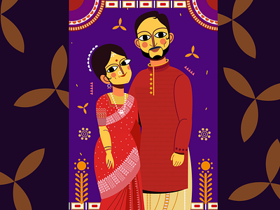 Wedding Illustration for a couple artsbyrats bangaldeshi character design illustration indian wedding