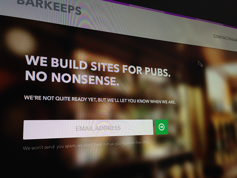 Barkeeps Dribbble landing page web design